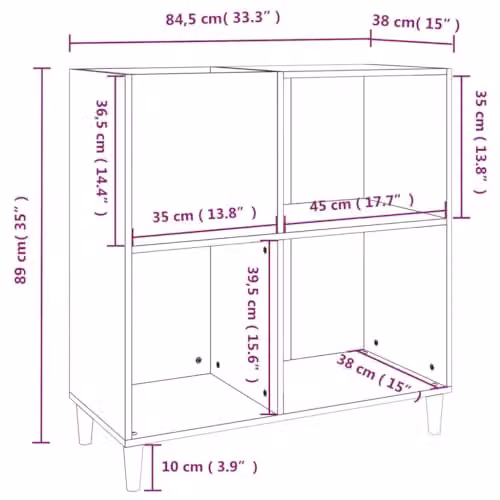 vidaXL Record Cabinet in Smoked Oak, W/D/H: 84.5 x 38 x 89 cm – 3