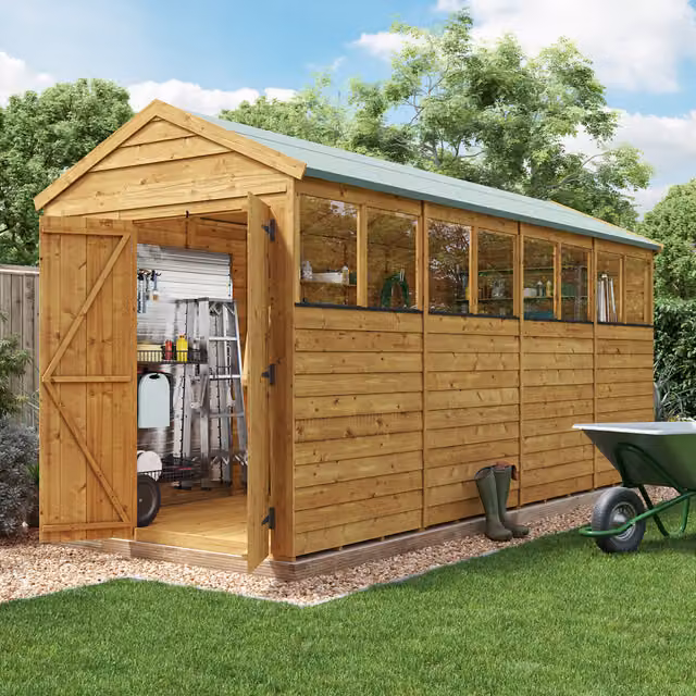 BillyOh Switch Overlap Apex Wooden Garden Shed with Windows in Brown