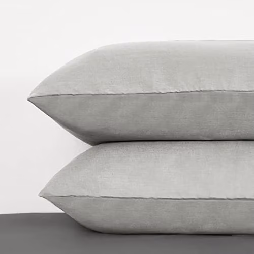 Highams Polycotton Housewife Pillowcase Set, 2 Pack, Silver Grey, W: 50 cm x L: 75 cm – 2