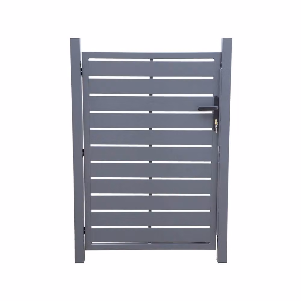 Sweek Aluminium Swing Garden Gate with Lock and Handle in Anthracite Grey, H: 146.0 cm, W: 129.5 cm – 2