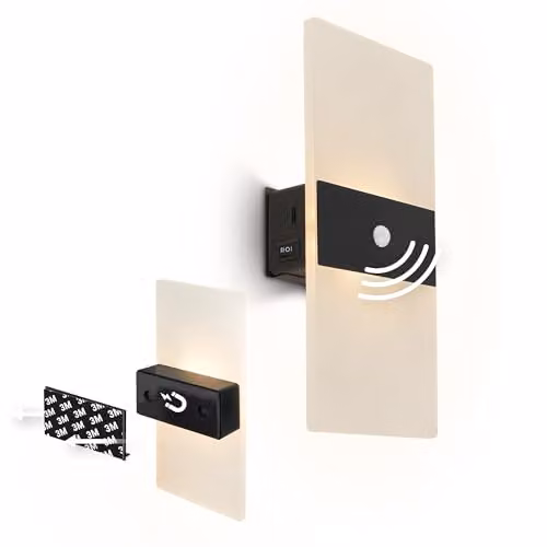 Briloner Sticklights Rechargeable LED Wall Light with Motion and Dusk Sensor, Black, W/D/H: 22 x 4 x 10 cm – 1