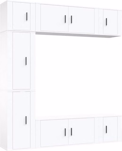 Berkfield Home 7 Piece White Engineered Wood Wall Mounted TV Cabinet Set