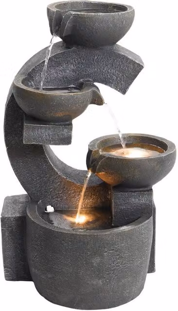 FLAVORA 4 Tier LED Cascading Water Feature in Grey – 1