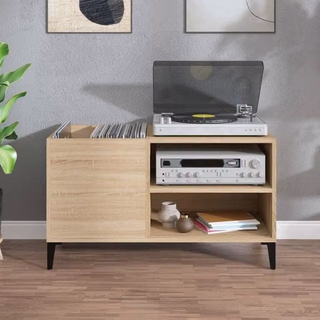 Berkfield Home Record Cabinet in Sonoma Oak, W/D/H: 84.5 x 38 x 48 cm