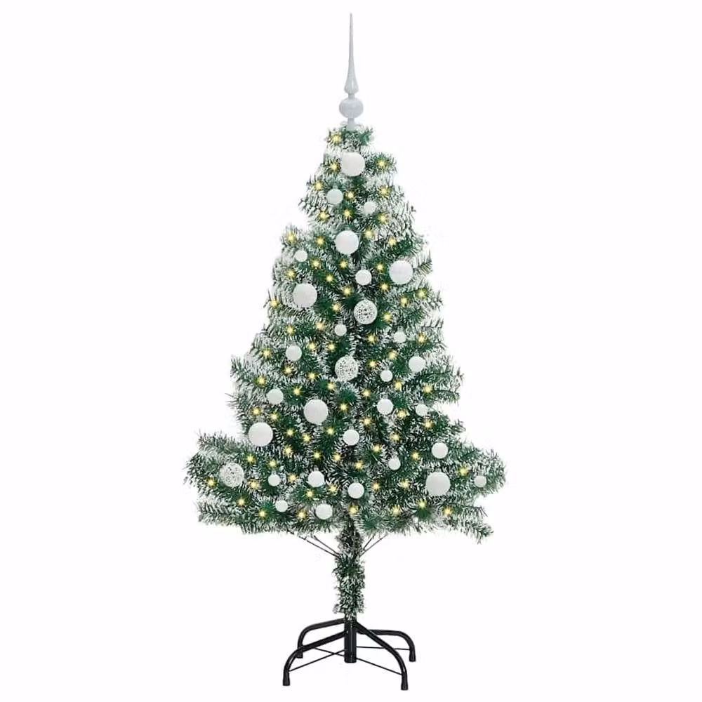 Berkfield Home Snow Flocked Artificial Christmas Tree with LED Lights, Green, Height: 120 cm – 3