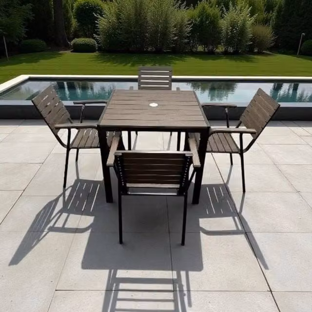 NESTLUNE Outdoor Durawood Garden Dining Furniture Set in Brown – 1