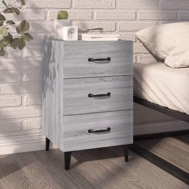 Berkfield Home Grey Sonoma Bedside Cabinet W/D/H: 40 x 40 x 66 cm