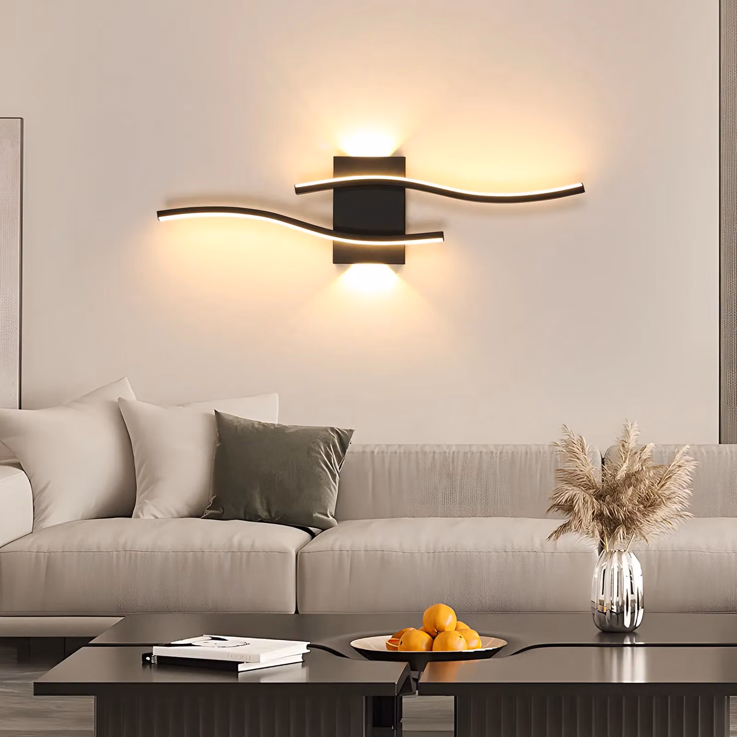 Pheashine Black Modern LED Wall Sconce with 20W Warm White Light, Height: 59 cm – 2