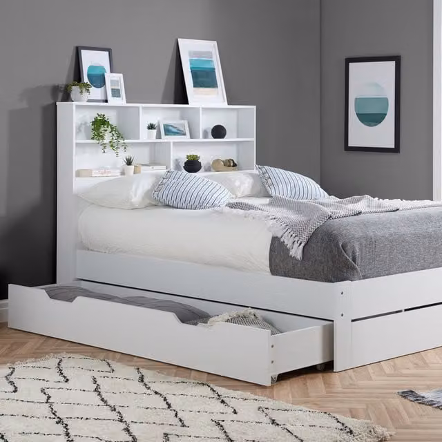 Birlea Alfie King Storage Bed with Drawers in White, W/D/H: 180 x 200 cm