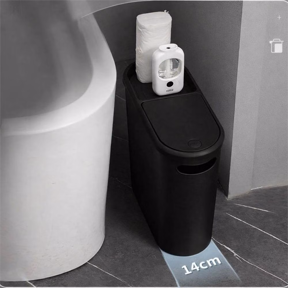 PAWNORA Slim Touch Plastic Bathroom Trash Can, Black – 2