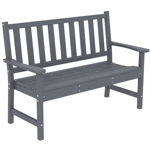 Outsunny 2 Seater Modern Plastic Garden Bench in Grey, W/D/H: 130 x 59 x 91 cm – 1