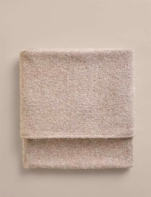 M&S Beige Bouclé Linen Throw