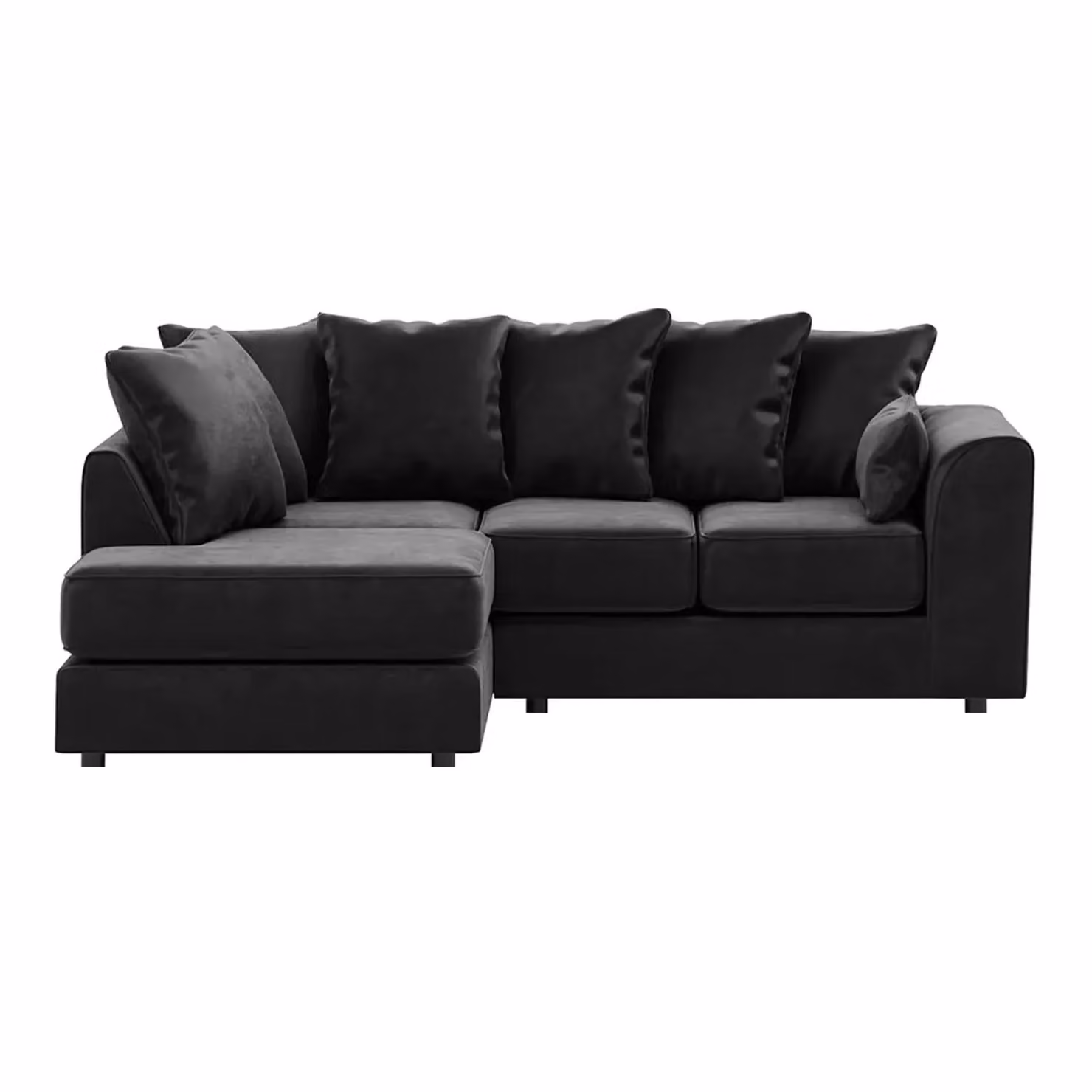 Furnishings For Less UK Brooklyn L Shaped Corner Sofa, 3 to 4 Seater, Left Hand Facing, Black Plush Velvet – 2