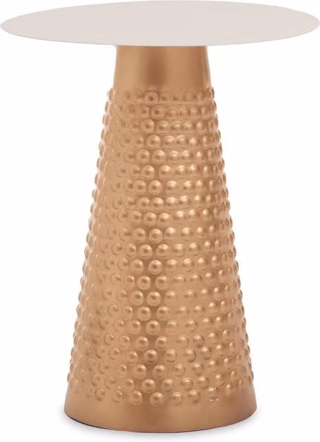 Orsina White and Gold Side Table with Dotted Glamour Design