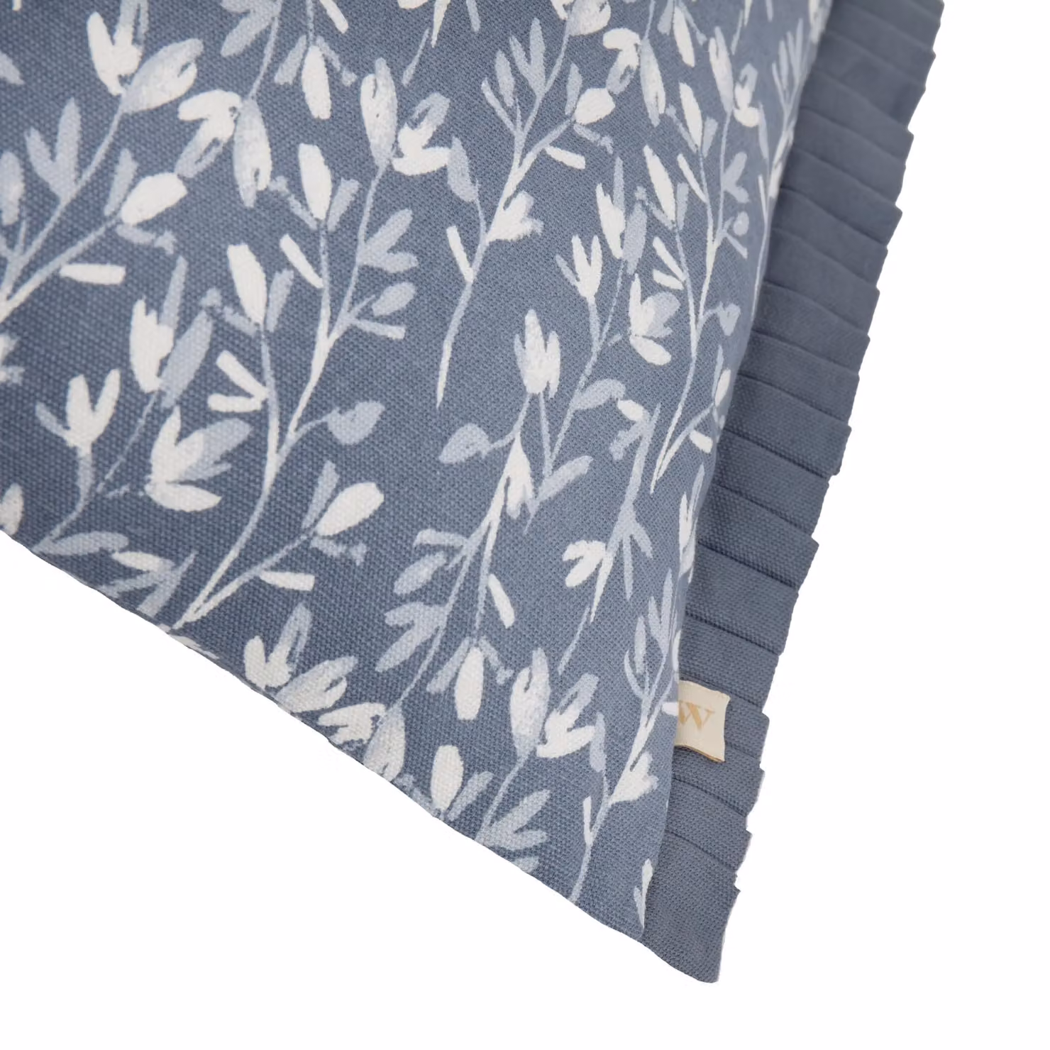 Wylder Belle Light Blue 100% Cotton Botanical Pleat Fringe Rectangular Cushion W: 50 cm, H: 30 cm, D: 30 cm – 3
