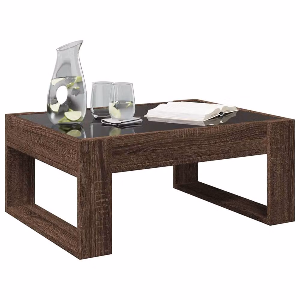 Berkfield Home Infinity LED Coffee Table in Brown Oak, W/D/H: 70 x 53 x 30 cm – 3