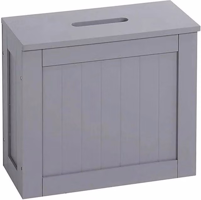 VOGREX Grey Wood Bathroom Storage Box for Toilet Cleaning Supplies
