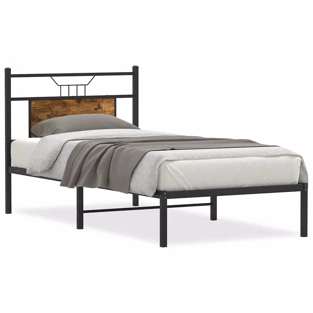 Berkfield Home Bed Frame in Smoked Oak and Brown Engineered Wood, W: 80 cm, L: 200 cm – 2