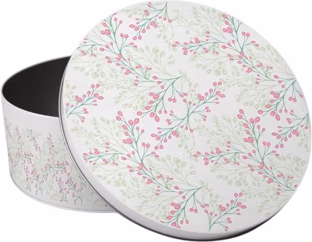 Purely Home Round Small Cake Tin with Delicate Floral Design in Pink and Green