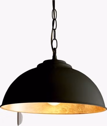 Perch & Parrow Ellen Adjustable Dome Pendant Light in Black and Gold/Brass Metal