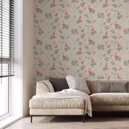 Belgravia Decor Amelie Blossom Beige and Red Floral Botanical Wallpaper – 2