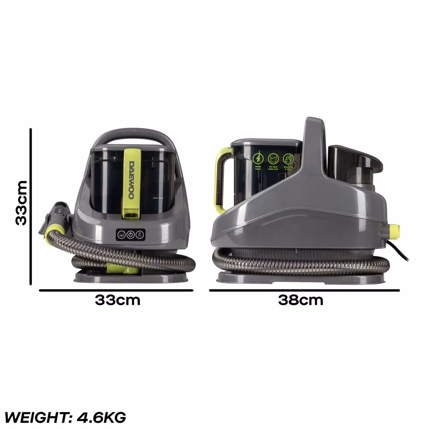 Daewoo AquaSteam Handheld Upholstery Steam Cleaner and Carpet Spot Washer in Grey – 5
