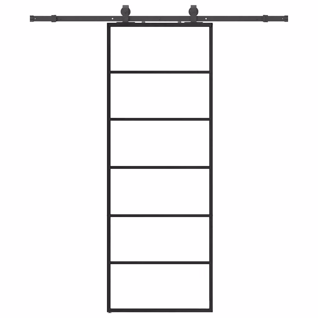 Berkfield Home Modern Sliding Glass Door with Hardware Set, Black, W: 76 cm, H: 205 cm – 2