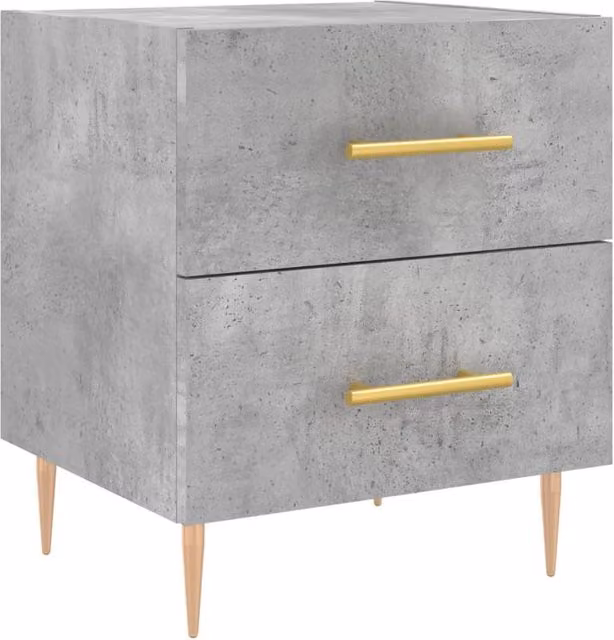 Berkfield Home Bedside Cabinet in Concrete Grey, W/D/H: 40 x 35 x 47.5 cm