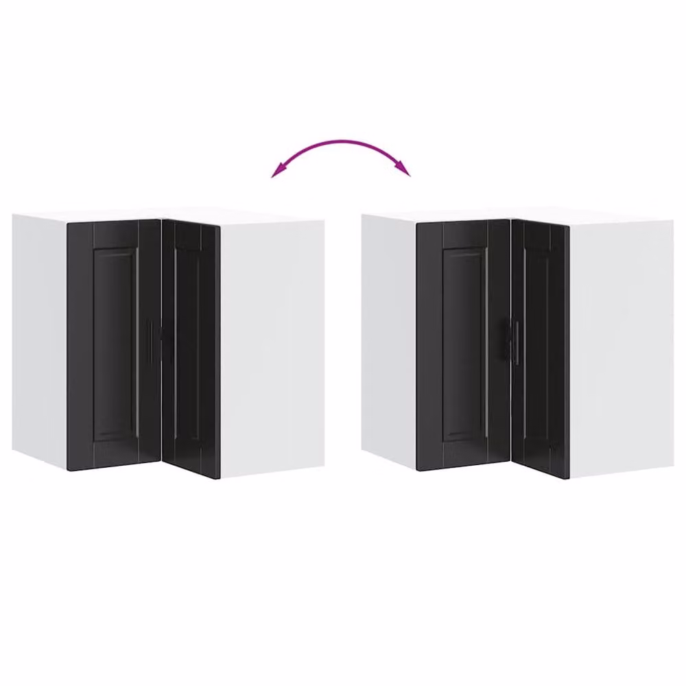 Berkfield Home Porto Black Modern Wall Mounted Kitchen Corner Cabinet with Hinged Doors W/D/H: 57 x 60 x 57 cm – 5
