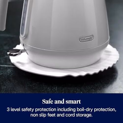 De'Longhi Eclettica KBY3001.W Stainless Steel Electric Kettle, White, 1.7 l – 4