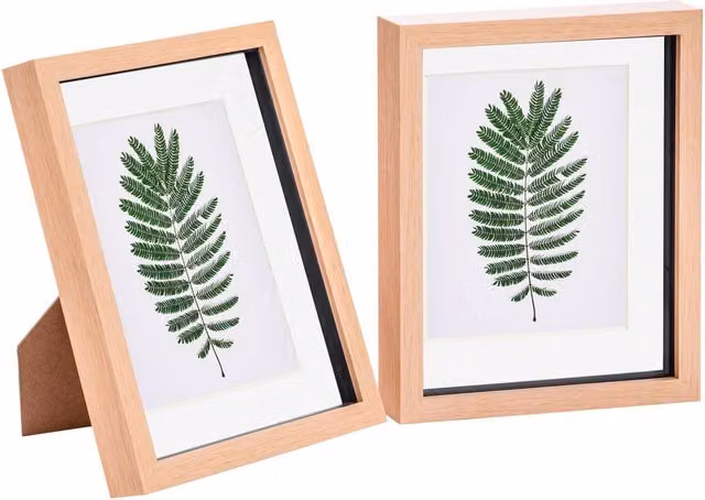 Nicola Spring Pack of 2 Rectangular 3D Box Photo Frames in Brown, White or Beige, W/H: 25.4 x 20.32 cm
