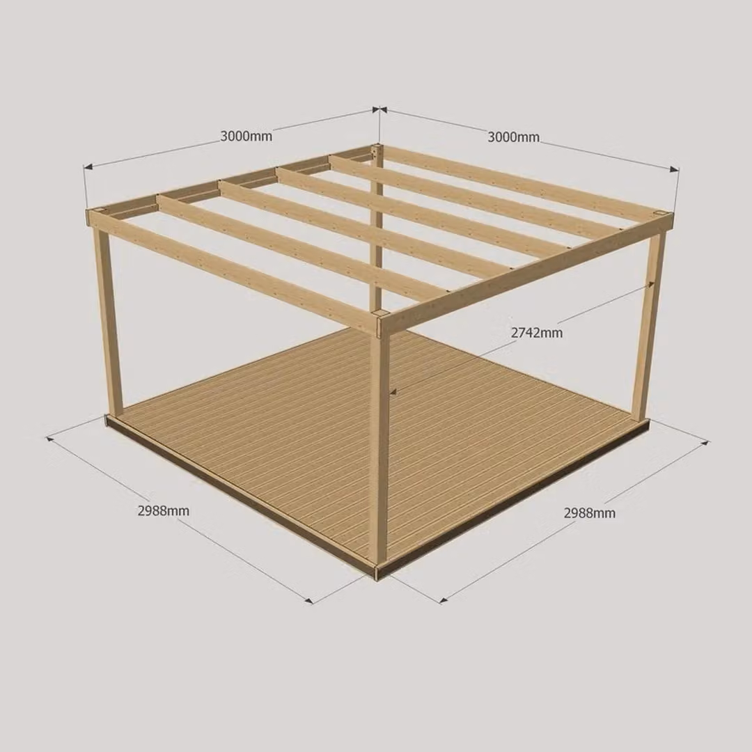Rutland County Garden Furniture Box Pergola and Decking Kit in Green Wood, W: 300 cm, D: 300 cm, H: 229 cm – 3