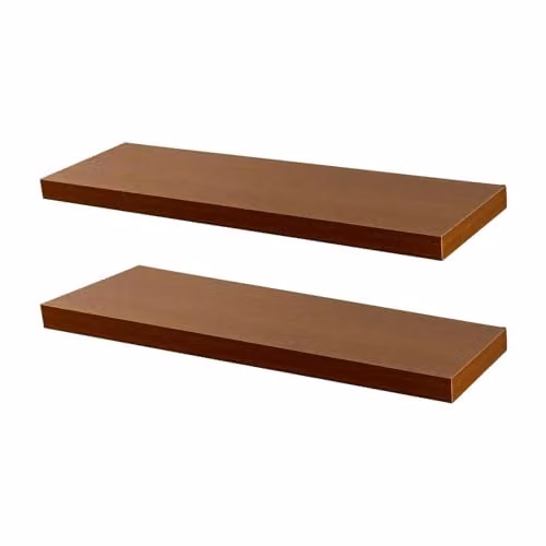 Harbour Housewares Modern Floating Wall Shelves, Pack of 2, Brown, W: 100 cm