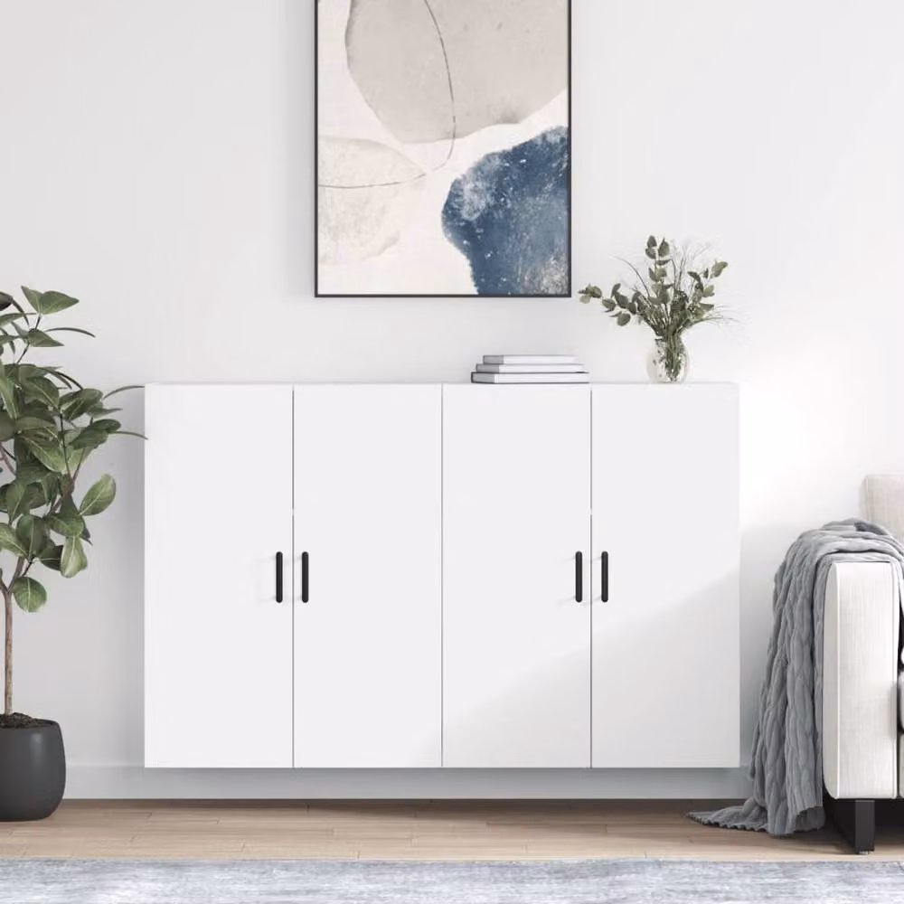 Berkfield Home Wall Mounted Cabinets, 2 Piece Set, White, W: 69.5 cm, D: 34 cm, H: 90 cm – 1