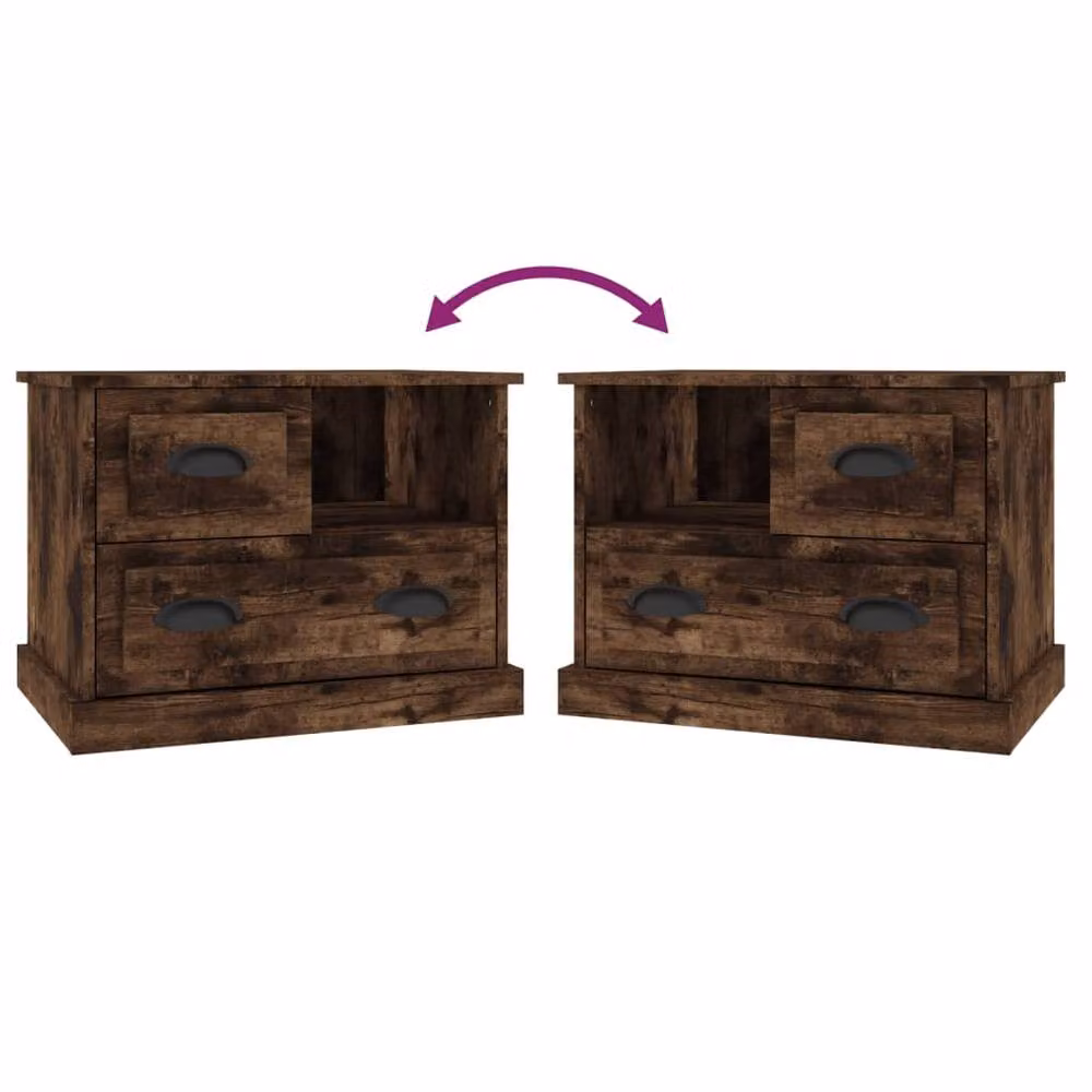 Berkfield Home Smoked Oak Bedside Cabinet in Brown, W: 60 cm, D: 39 cm, H: 45 cm – 5
