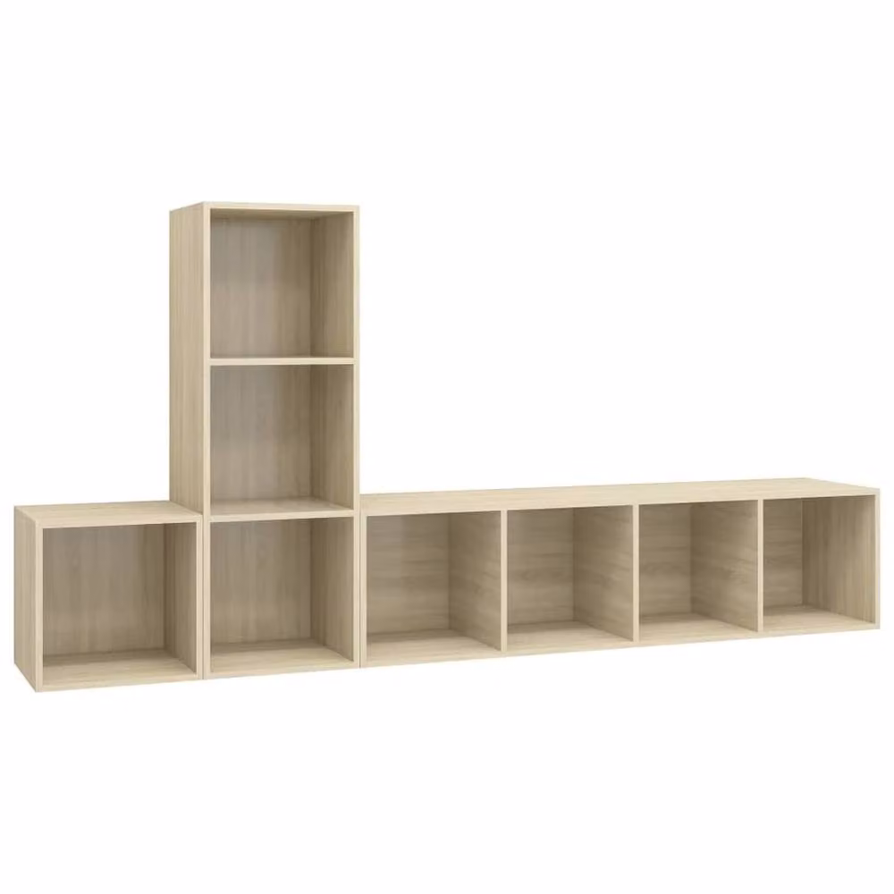 Berkfield Home Practical 3 Piece TV Cabinet Set in Sonoma Oak, Light Brown – 3
