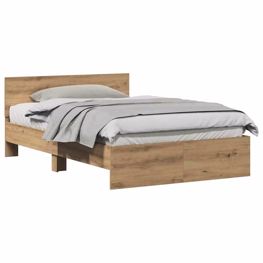 Berkfield Home Artisan Oak Bed Frame with Headboard in Brown, W/D/H: 120 x 190 x 70 cm – 3