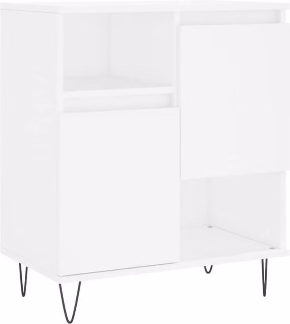 Berkfield Home Classic White Sideboard in Matt MDF and Metal, W/D/H: 60 x 35 x 70 cm
