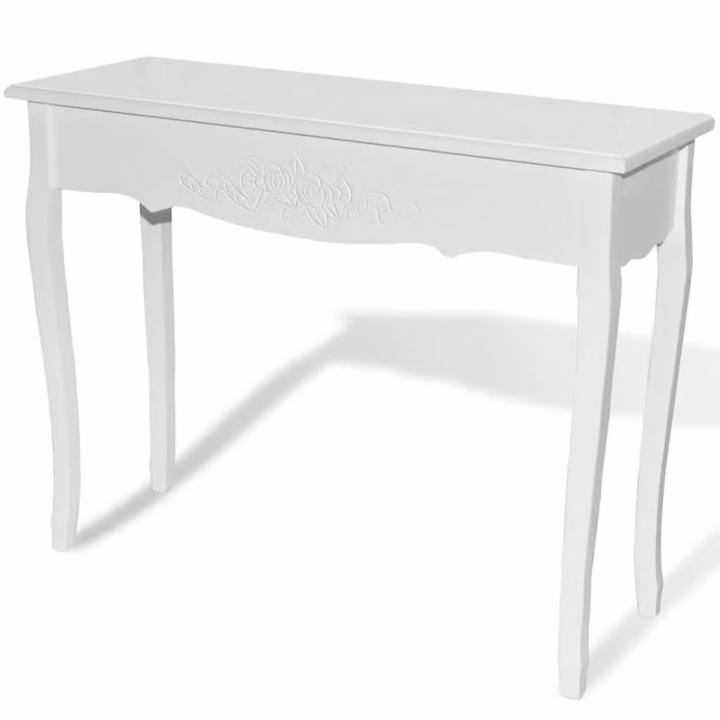 Berkfield Home Classic Lacquered White Rectangular Dressing Console Table – 2