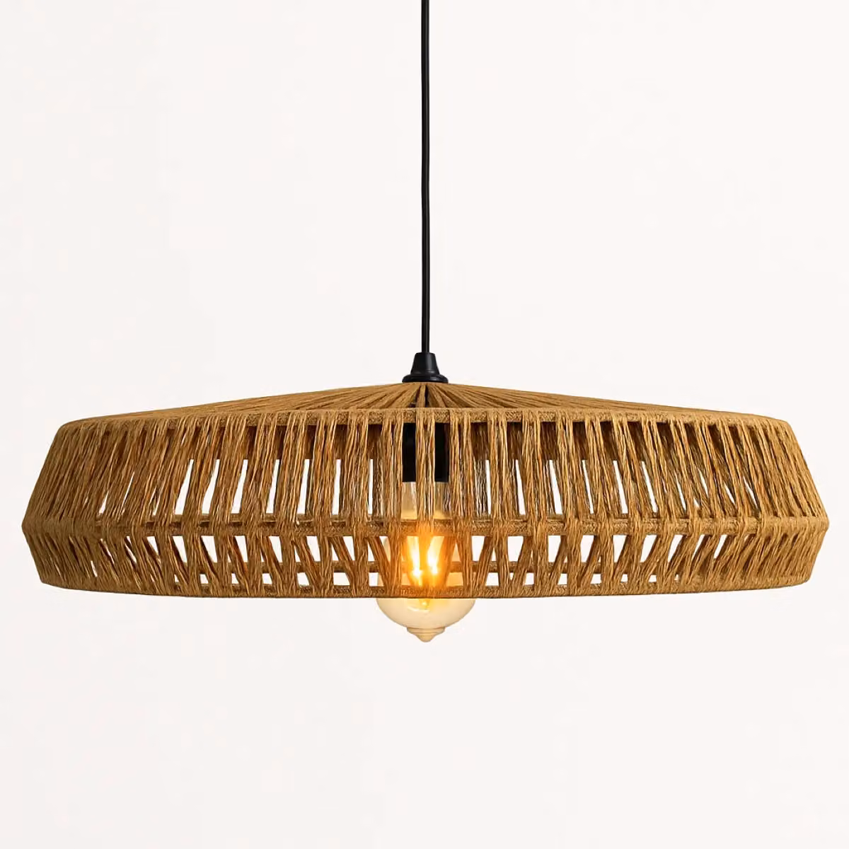 CGC Lighting Extra Large Round Rattan Easy Fit Lampshade in Beige and Brown, Diameter: 70 cm – 2