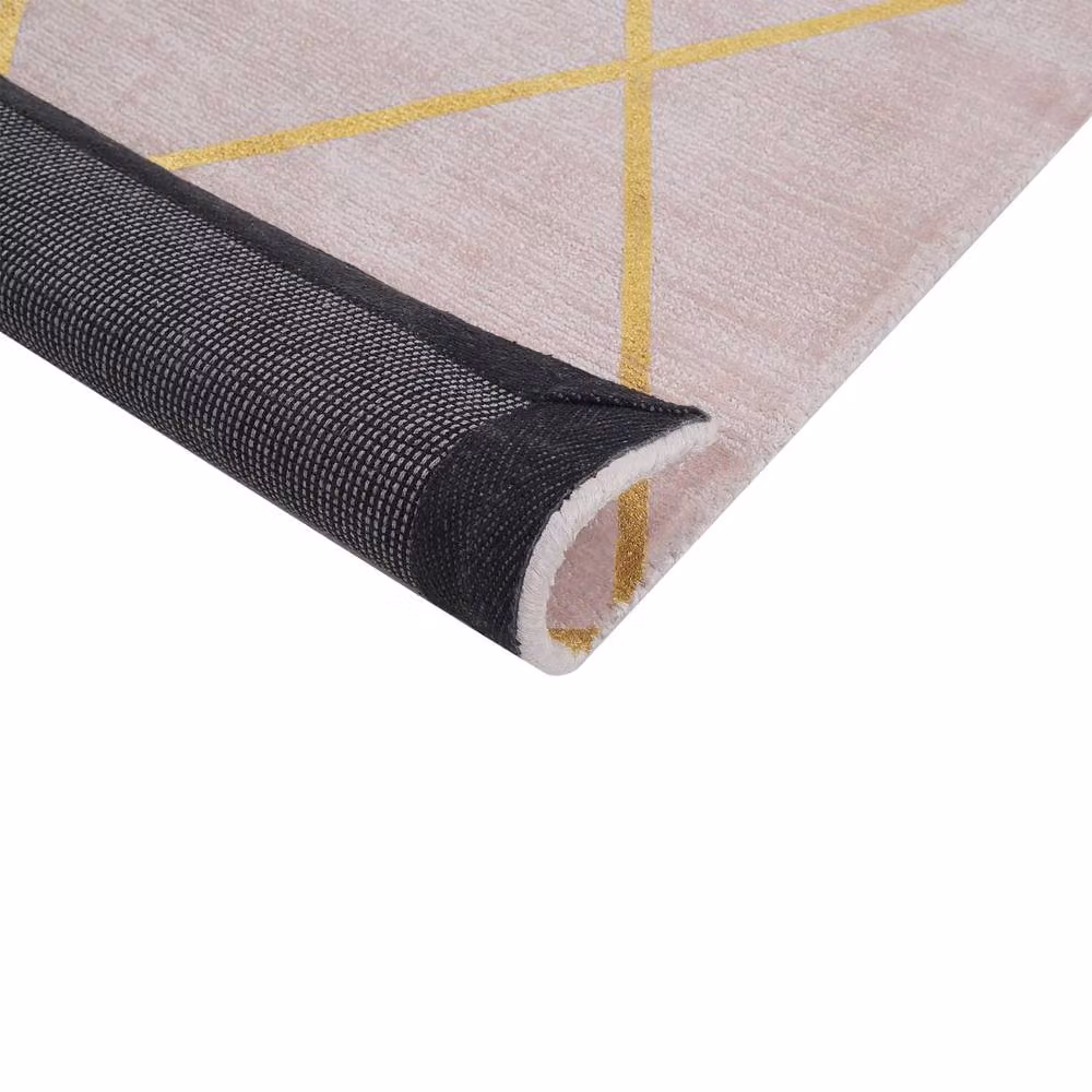 Wyld and Coco Pink and Gold Geometric Viscose Rug, W: 80 cm, L: 150 cm – 2