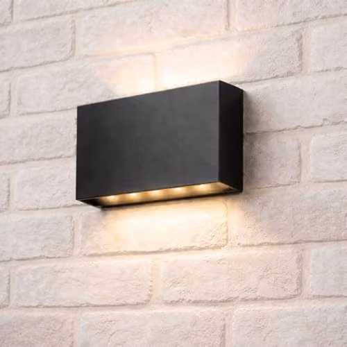 CGC Lighting Donna Black Slim LED Outdoor Wall Light, Up and Down Lighting, 4000k Cool White, IP65 Waterproof