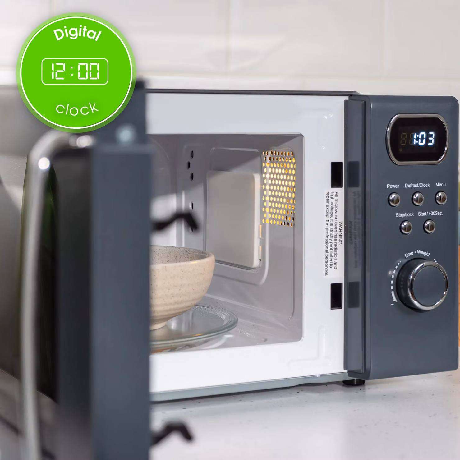 Abode AMD2004 Retro Solo Digital Microwave, 20 Litres, 800W, Grey – 4