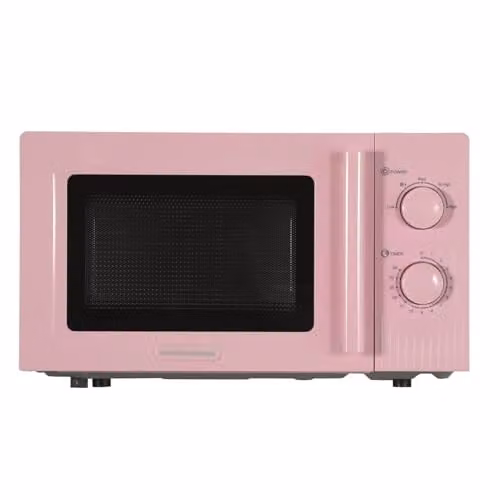 Hamilton Beach 20L Solo Microwave in Flamingo Pink, 800W with Manual Dial Controls and Timer, HBMX20F