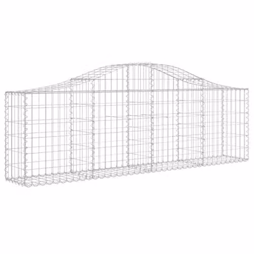 vidaXL Set of 2 Arched Gabion Baskets in Silver Galvanised Steel, W/D/H: 200 x 30 x 60/80 cm – 1