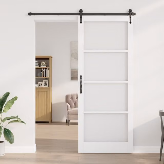Berkfield Orkdal Modern Sliding Interior Door with Glass and Wood, White, W: 93 cm, H: 232 cm, D: 4 cm