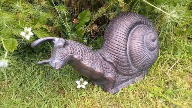 Inspirational Gifting Giant Garden Snail Sculpture in an Antique Bronze Finish