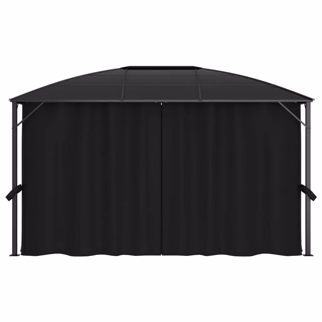 Berkfield Home Gazebo with Curtains in Anthracite Black, W/D/H: 400 x 300 x 265 cm – 2