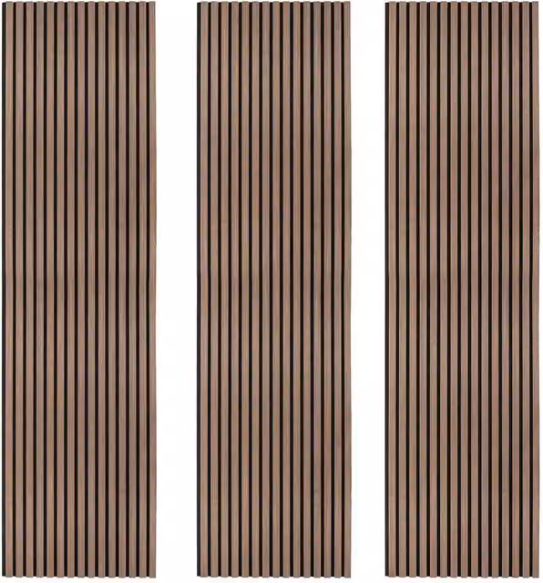 Monstershop Acoustic Slat Wall Panels, 3 Pack, Dark Walnut and Terracotta MDF Wood Look