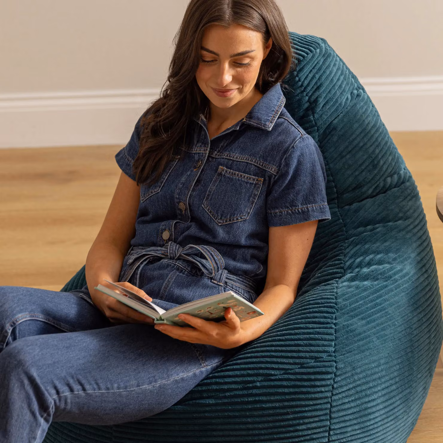 ICON Dalton Medium Corduroy Recliner Bean Bag in Petrol Blue – 3